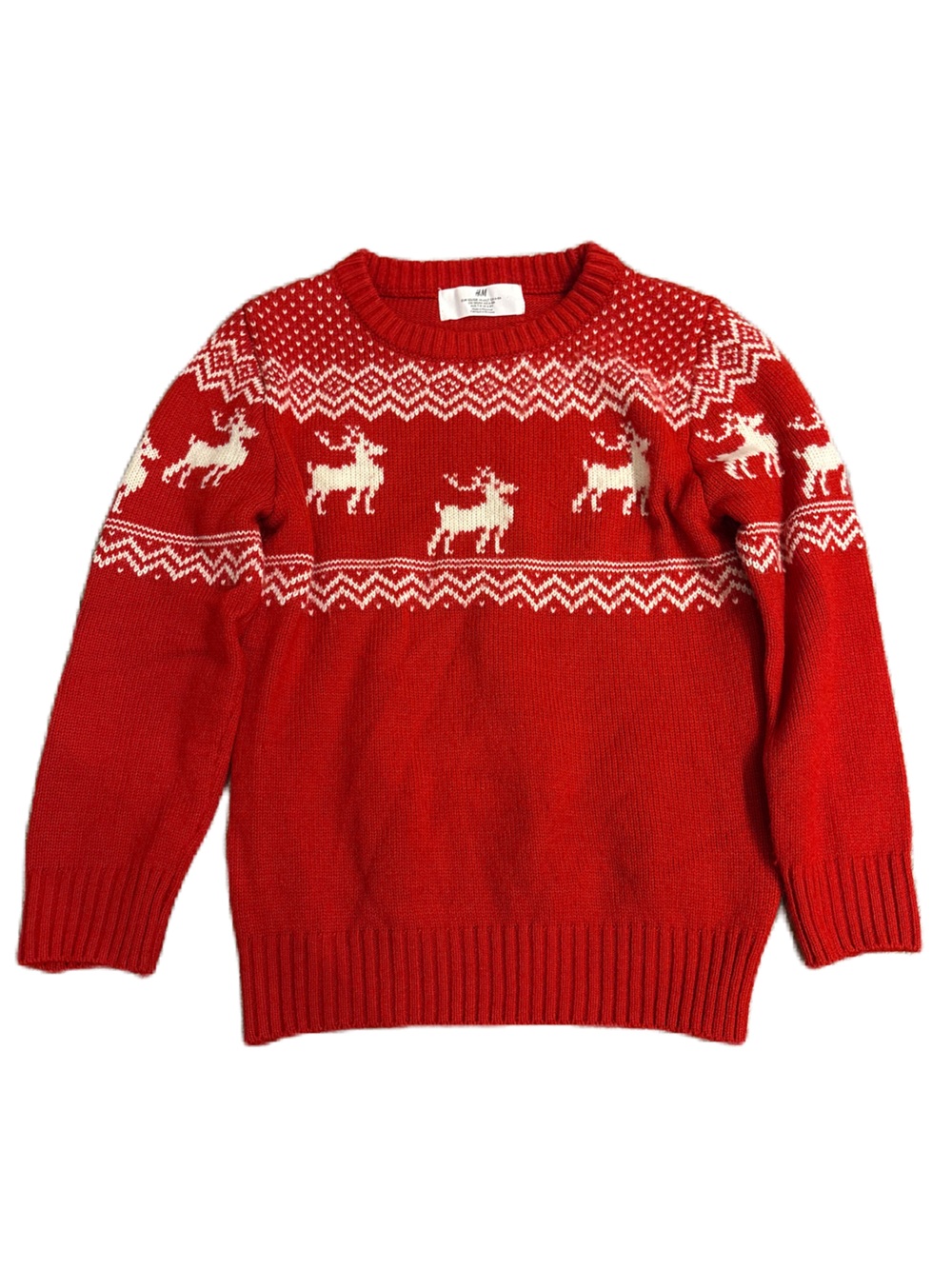 H&M Kids Red Reindeer Christmas Sweater - Size 6X/7